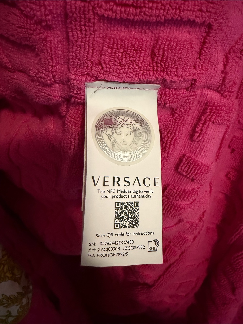 Versace I Love Baroque Belted Bathrobe in Pink - Picture 6 of 6